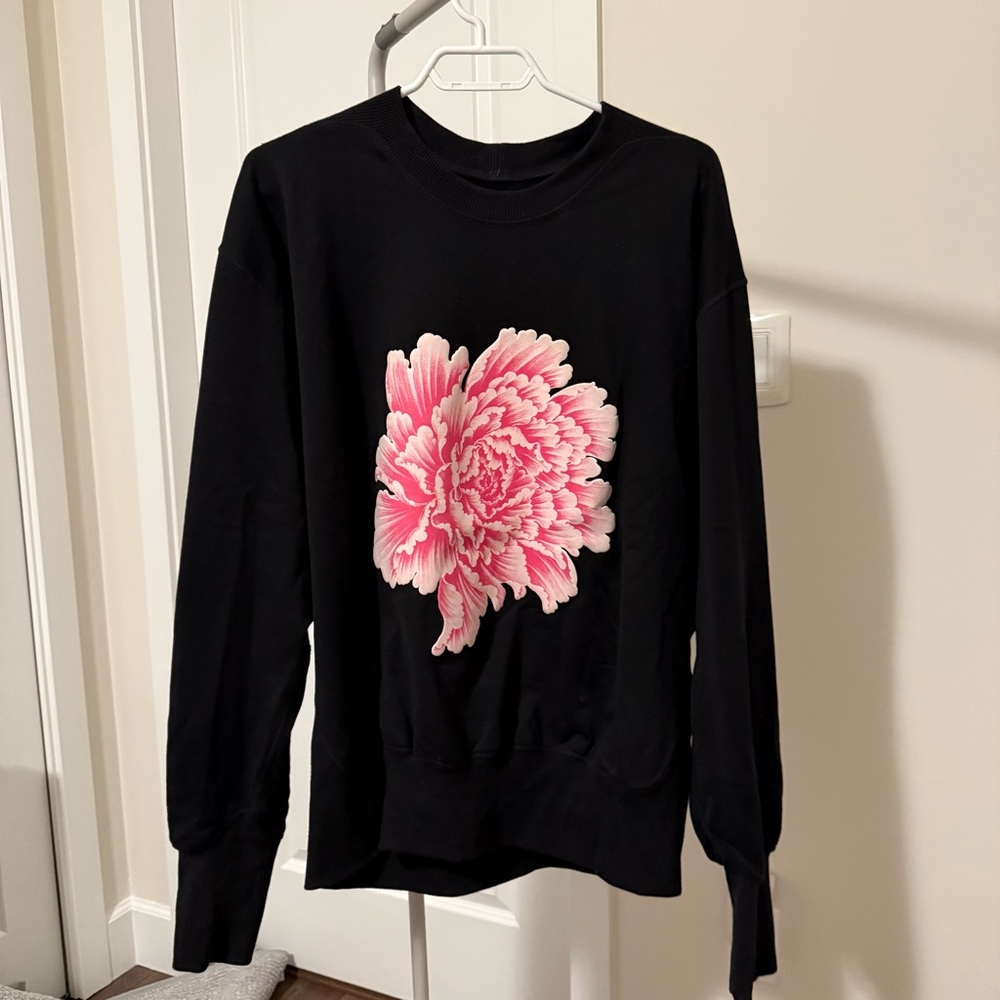 Y-3 Black Sweatshirt with Pink Floral Design